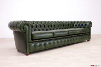 Divano Chesterfield 4 posti verde inglese invecchiata a mano