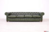 Divano Chesterfield 4 posti verde inglese in pelle invecchiata a mano