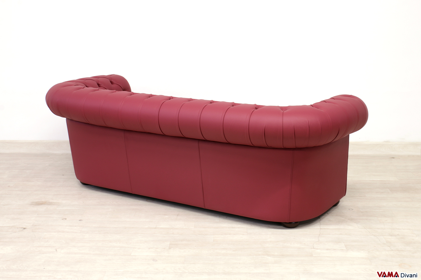 Retro divano Chesterfield 3 posti rosso scuro in pelle