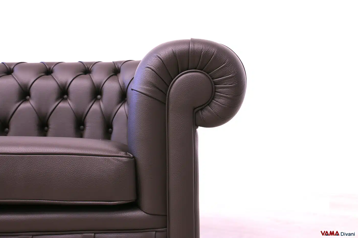 Divano Chesterfield 2 Posti In Tessuto Marrone - Moderno, Imbottito Per Soggiorno E Ufficio - Foto 7