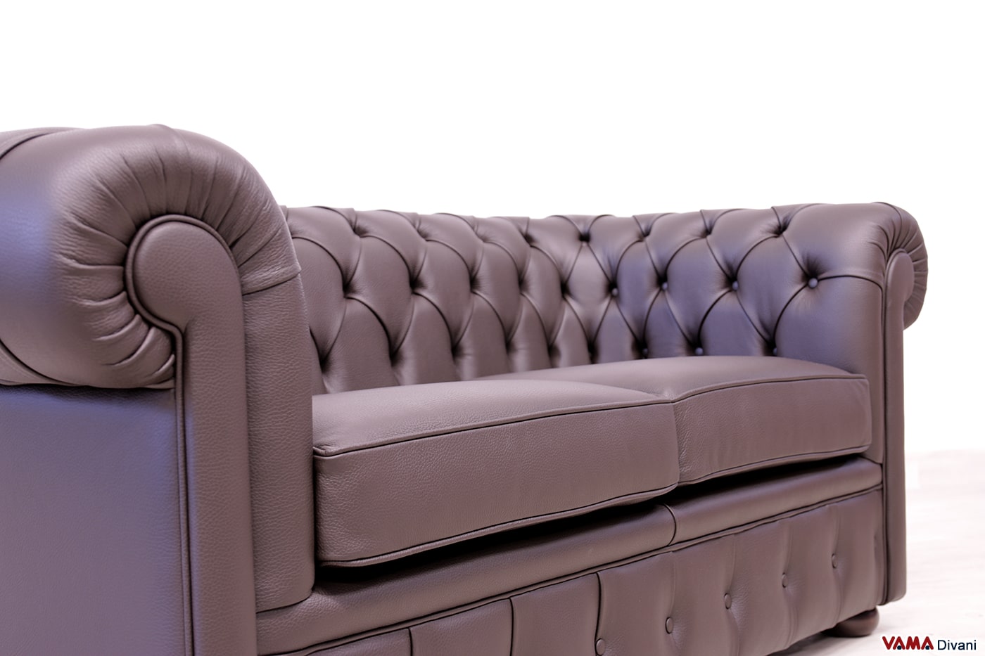 Seduta del divano Chesterfield 2 posti marrone cioccolato