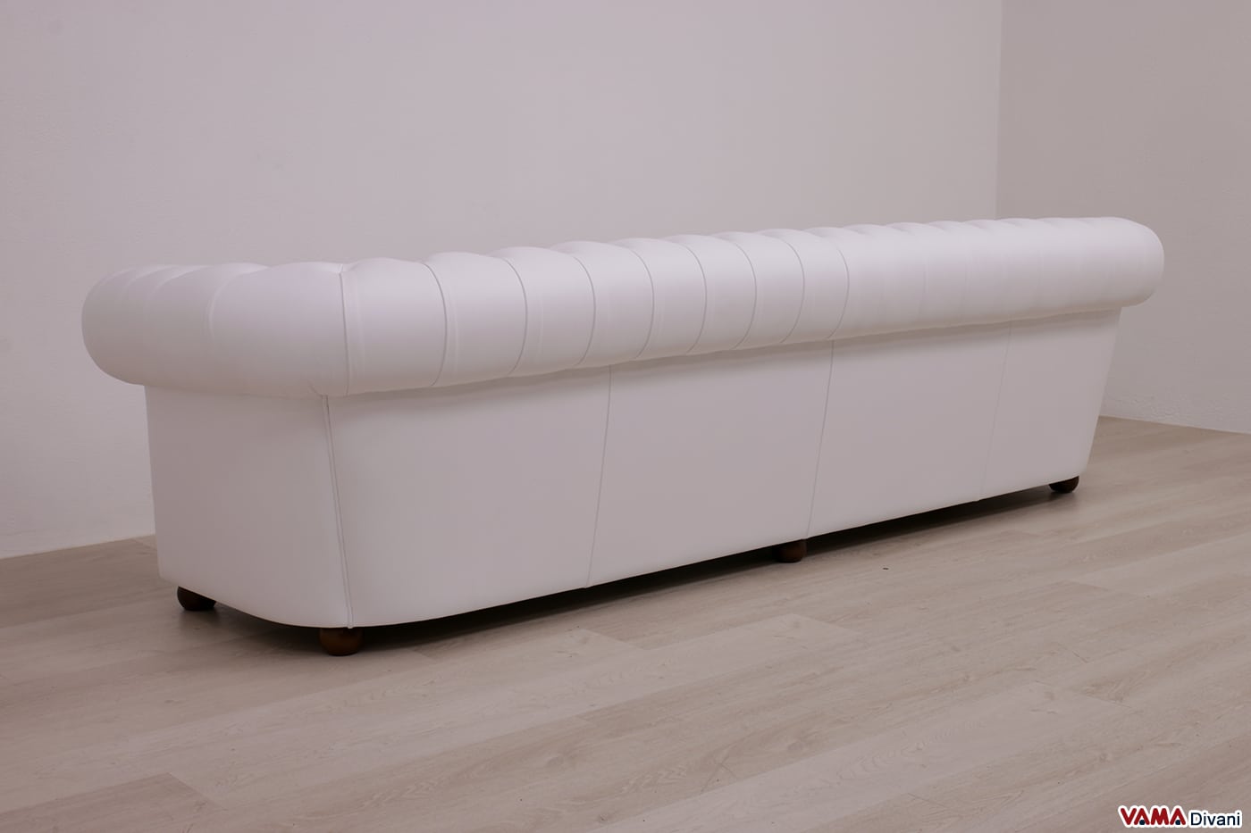Dietro del divano Chesterfield 4 posti bianco in pelle