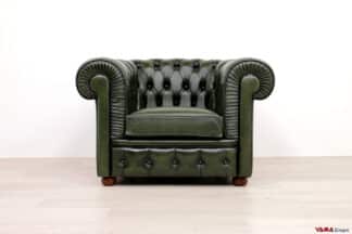 Poltrona Chesterfield VAMA in pelle verde inglese artigianale
