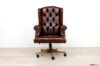 Poltrona da ufficio Chesterfield artigianale in pelle ruggine vista frontale
