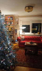 Divano Chesterfield in velluto rosso di Lina dalla Lituania