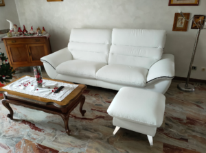 Divano moderno bianco in vera pelle spessorata di alta qualità