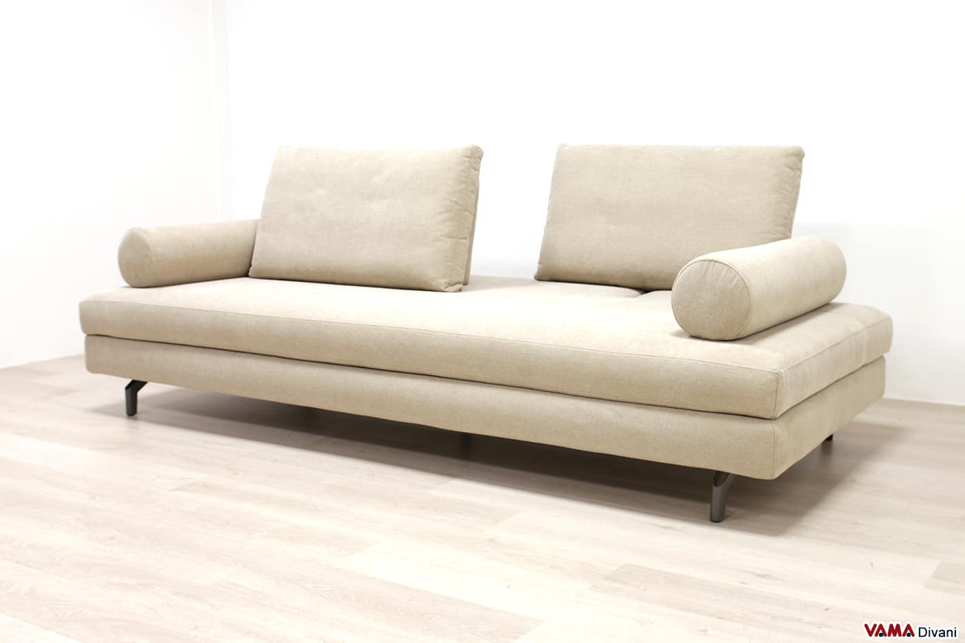 Divano relax con schienale traslante a tre posti Kyoto in tessuto sfoderabile beige